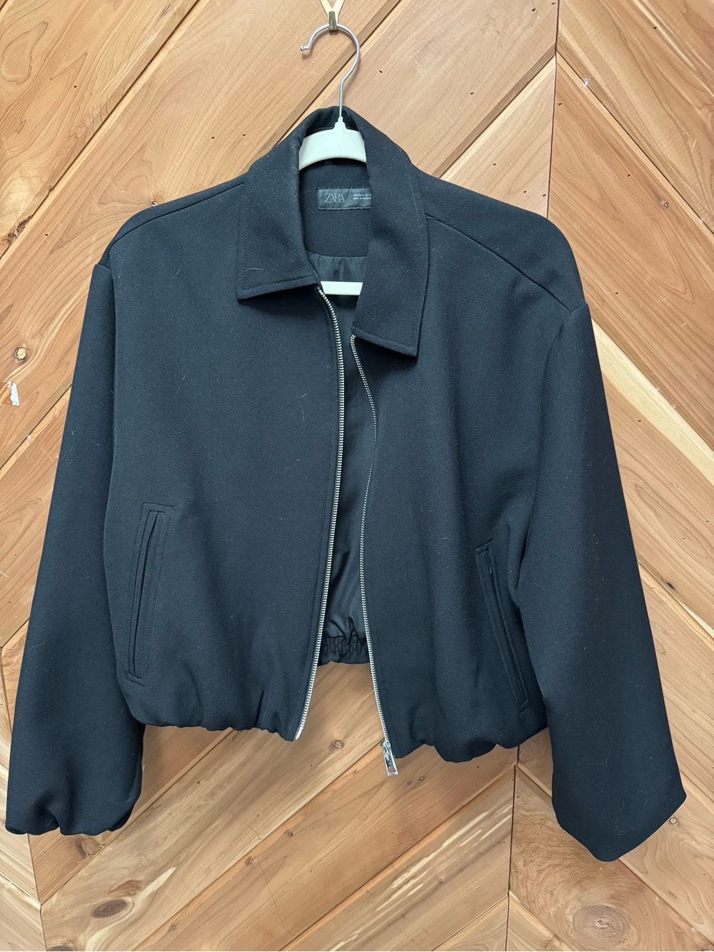 Zara Black Zip-Front Women's Jacket L